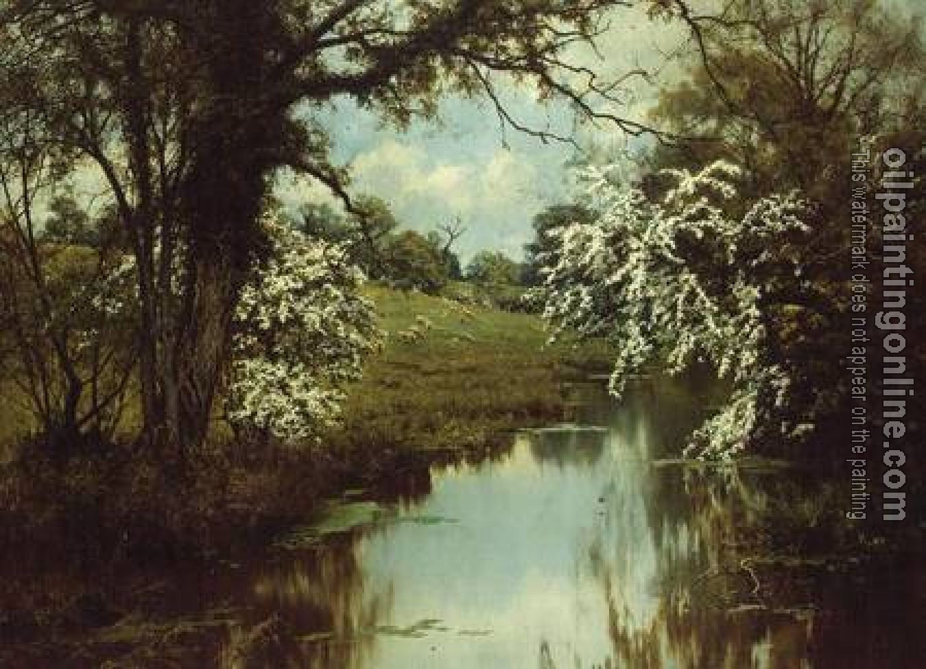 Edward Wilkins Waite - spreading hawthorns gaily bloom